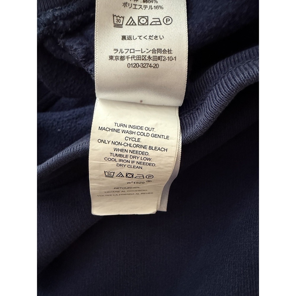 Polo Ralph Lauren Navy TRIPLE‎ PONY LOGO Fleece Shorts Boys Pockets Large 14/16 - Picture 6 of 8